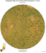 Image of the Kawelu/Helen Hemisphere of Venus topo map